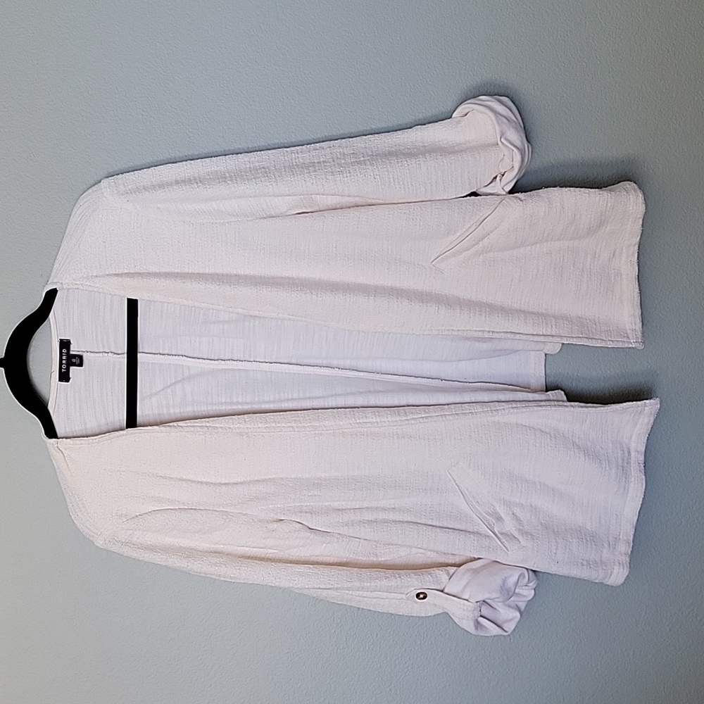 Torrid Size 0x Ivory Boucle Open Front Blazer - image 2